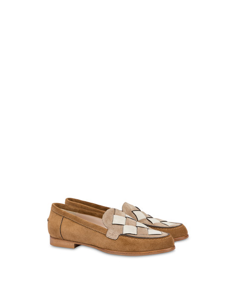 Intersection Split Leather Moccasins Moka