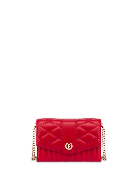 Matelassé Quilted Clutch Bag With Mirror Red