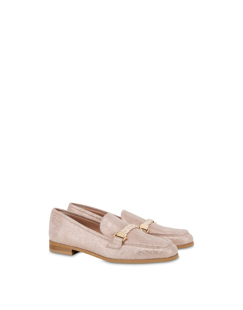 Pollini Flexy Metallic Suede Loafers Desert