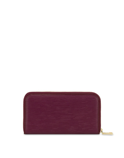 Zip-around Wallet With Hand-grained Leather Effect Burgundy