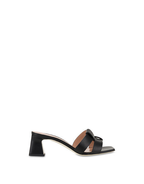 Overlay Heeled Mules Black