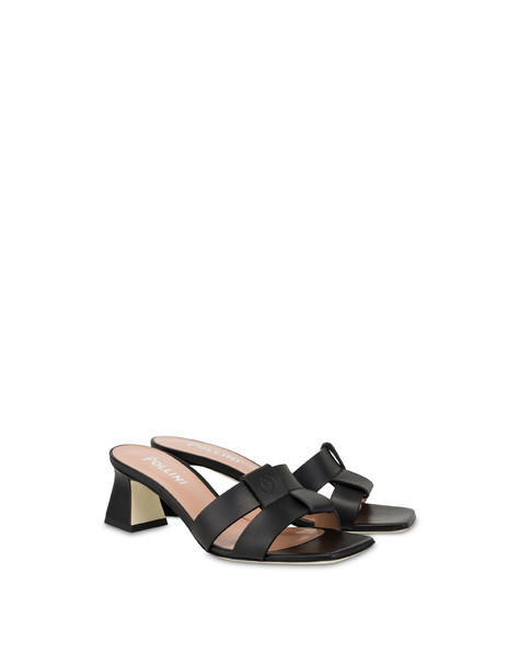 Overlay Heeled Mules Black