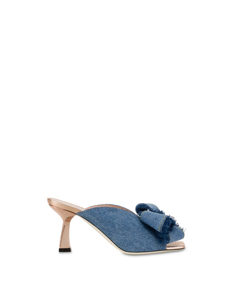 Denim Ribbon Bow Heeled Mules Denim/copper