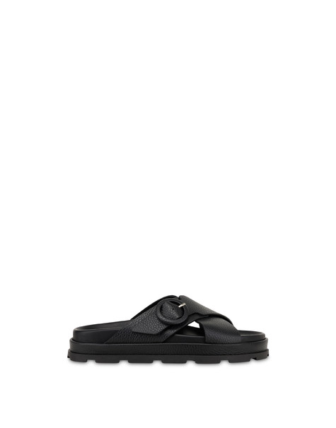 Rosemery Calfskin Flatform Sandals Black