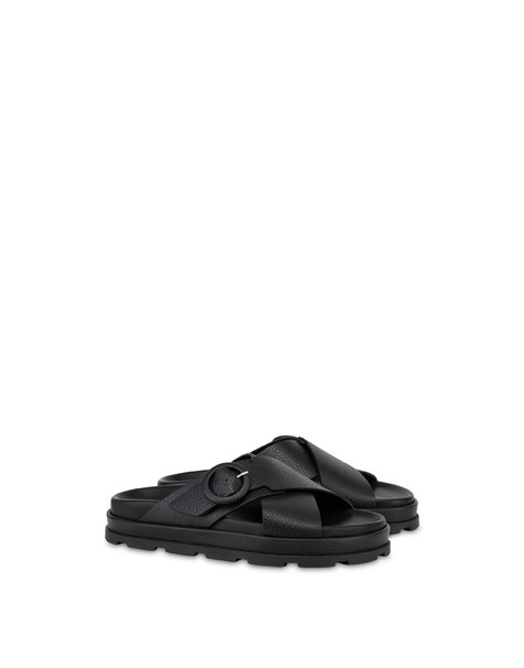 Rosemery Calfskin Flatform Sandals Black