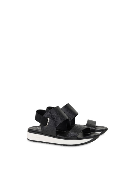 Walking Nature Calfskin Sandals With Elastic Black