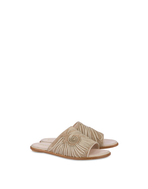 Prestige Split Leather Slider Sandals Chalk