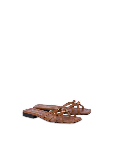 Double Calfskin Flat Sandals Rodeo