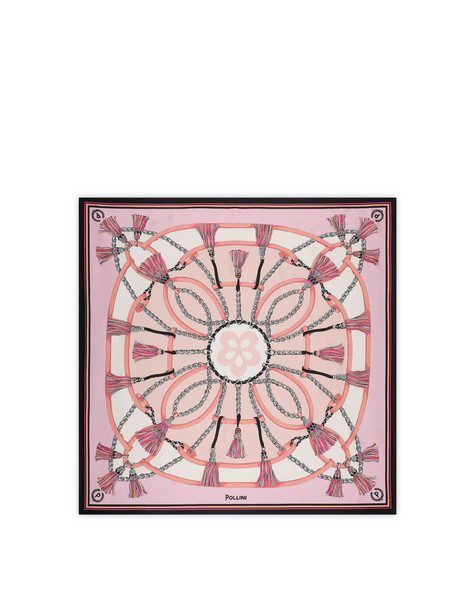 Foulard In Seta Con Stampa Con Nappe Rosa