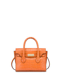 Essence double handle bag in crocodile-print calfskin Photo 1