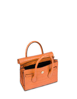 Essence double handle bag in crocodile-print calfskin Photo 4