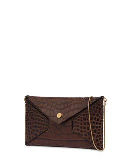 Mail clutch bag with crocodile print Photo 2