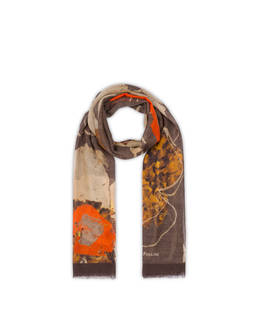 Wool scarf adorned with a painterly floral pattern Photo 2